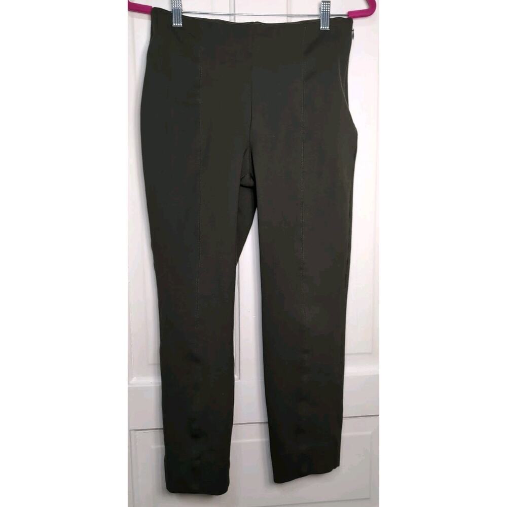 Quince Ultra-Stretch Ponte Pintuck Ankle Pants Olive Women's L Work (1154)